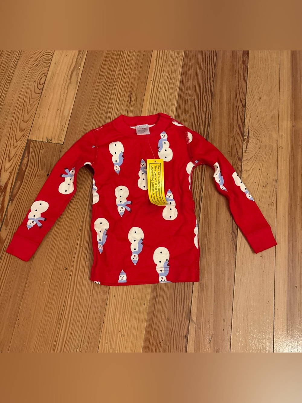 Hanna Andersson Snowman Pajama TOP ONLY NEW 3T Red - Picture 1 of 3